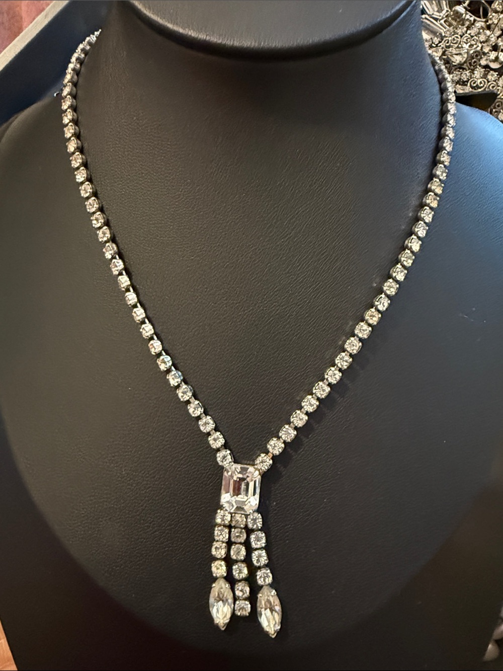 1 Coro & 1 Vintage Rhinestone silver Necklace ur choice both 14” & just over 14” - Picture 3 of 10
